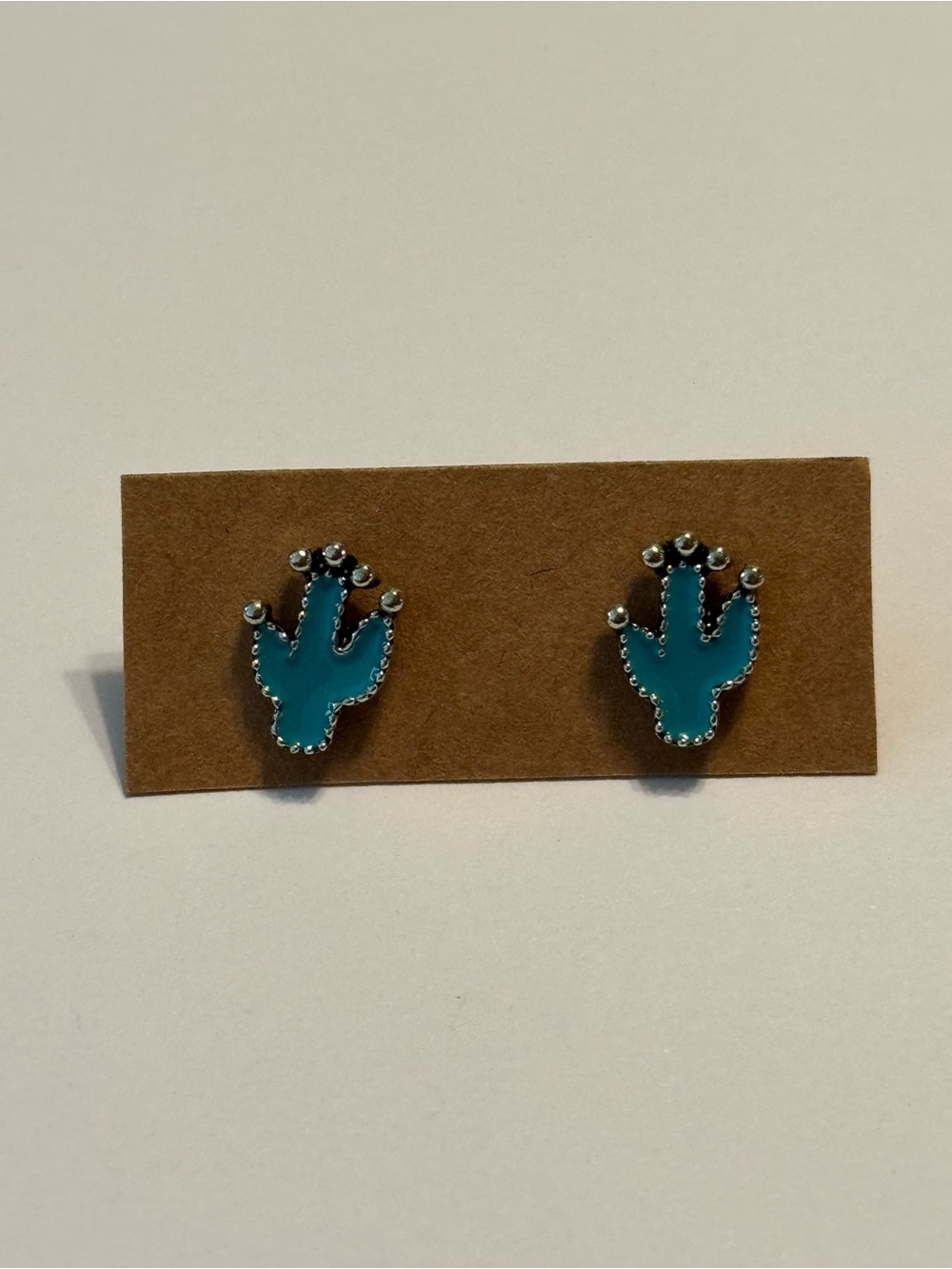 Cactus Country Western Boho Turquoise Stud Earrings